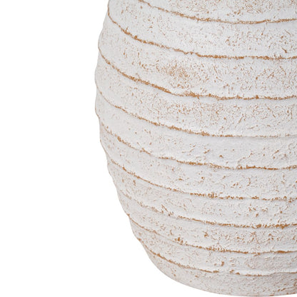 Fibrestone White Wash Decorative Ribbed Vase