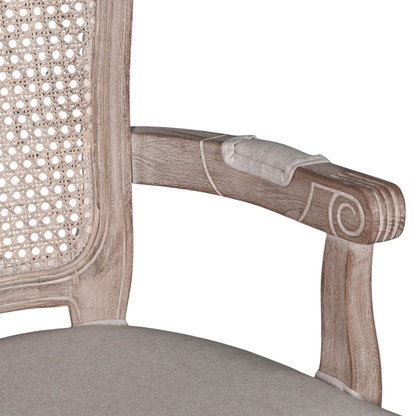 Louis Birch Wood Upholstered Dining Arm Chair