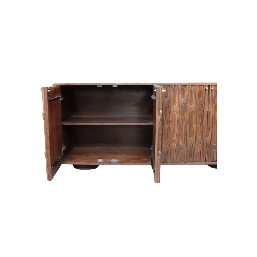 Aranya Solid Wood 4 Door Retro Carved Sideboard
