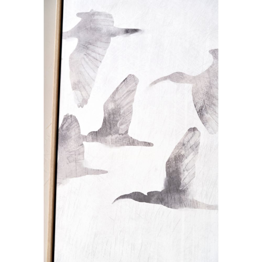 Birds Canvases Natural and White with Natural Frames (Set of 3)