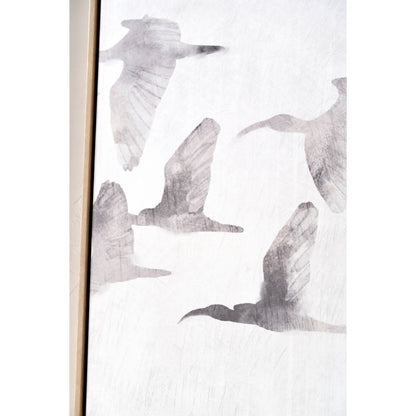 Birds Canvases Natural and White with Natural Frames (Set of 3)