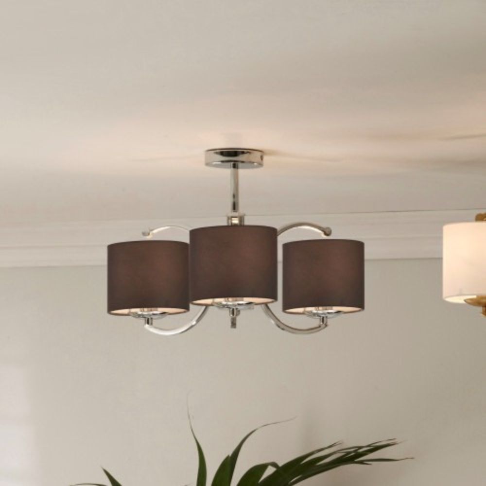 Arcadia Curved 3 Arm Semi Flush Pendant