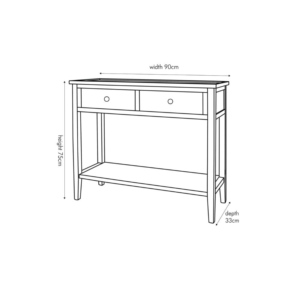 Chelmsford Pine Wood 2 Drawer Console Table