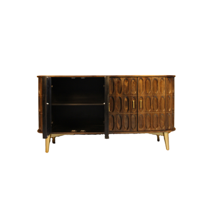 Aranya Solid Wood Oval Tile 4 Door Sideboard