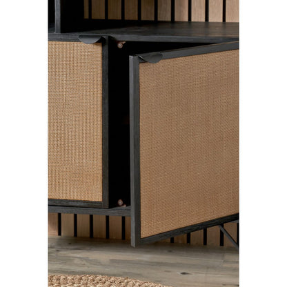 Fiji Black Acacia Wood 2 Door 6 Niche Display Cabinet