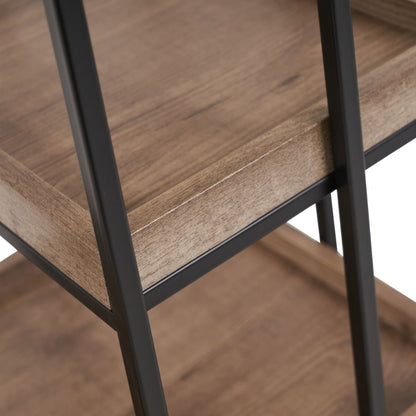 Gallery Natural Wood Veneer and Black Metal Caddy