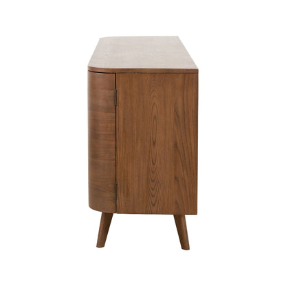 Elias Dark Ash Wood Retro 3 Door Sideboard