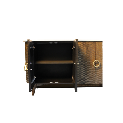 Aranya Solid Wood 4 Door Chiselled Sideboard