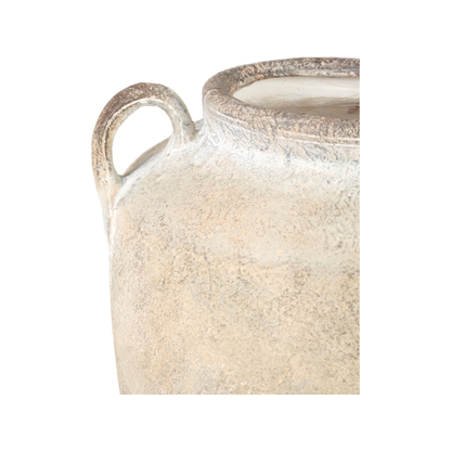 Natural Textured Fibrestone Decorative Vase with Handles