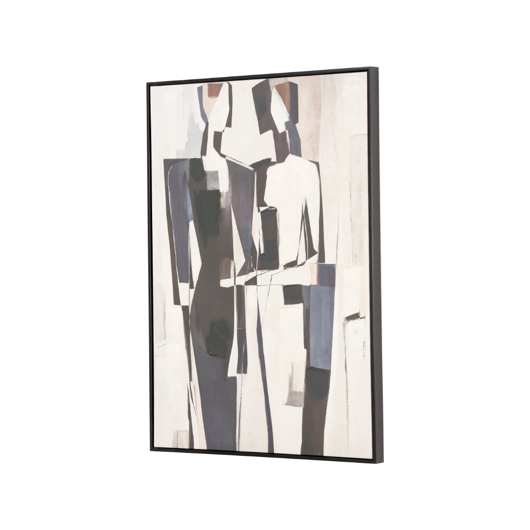 Monochrome Abstract People Canvas with Black Frame