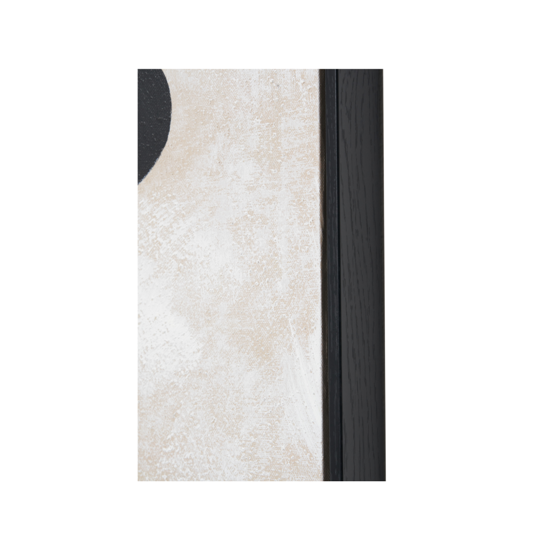 Black and Natural Stone Design Canvas Wall Art with Black Frame