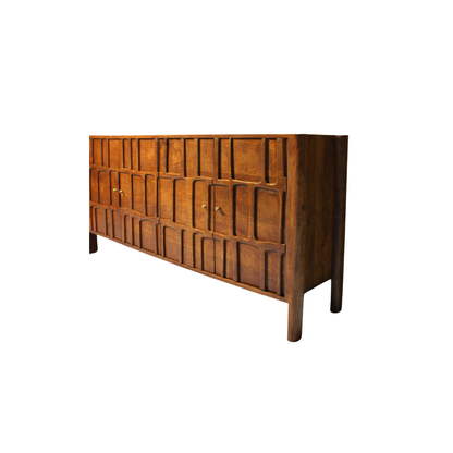 Aranya Solid Wood 4 Door Carved Detail Sideboard