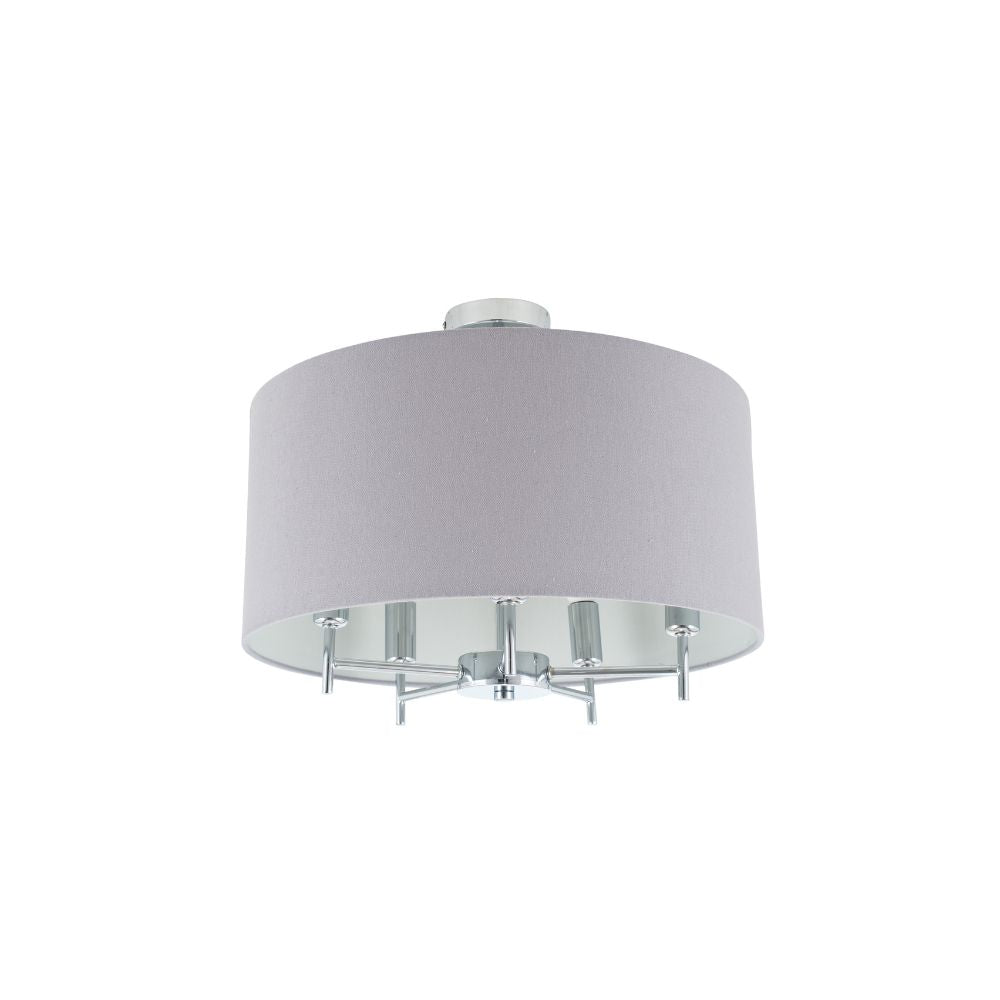 Plaza Silver Metal and Grey Linen Pendant