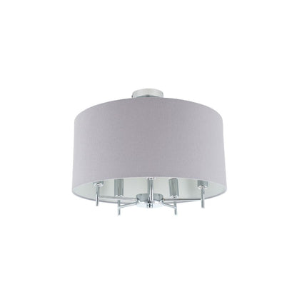 Plaza Silver Metal and Grey Linen Pendant