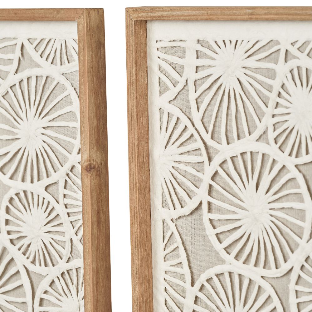 Natural Paper Cut Out Pattern Design Wall Art with Natural Frames (Set of 2)