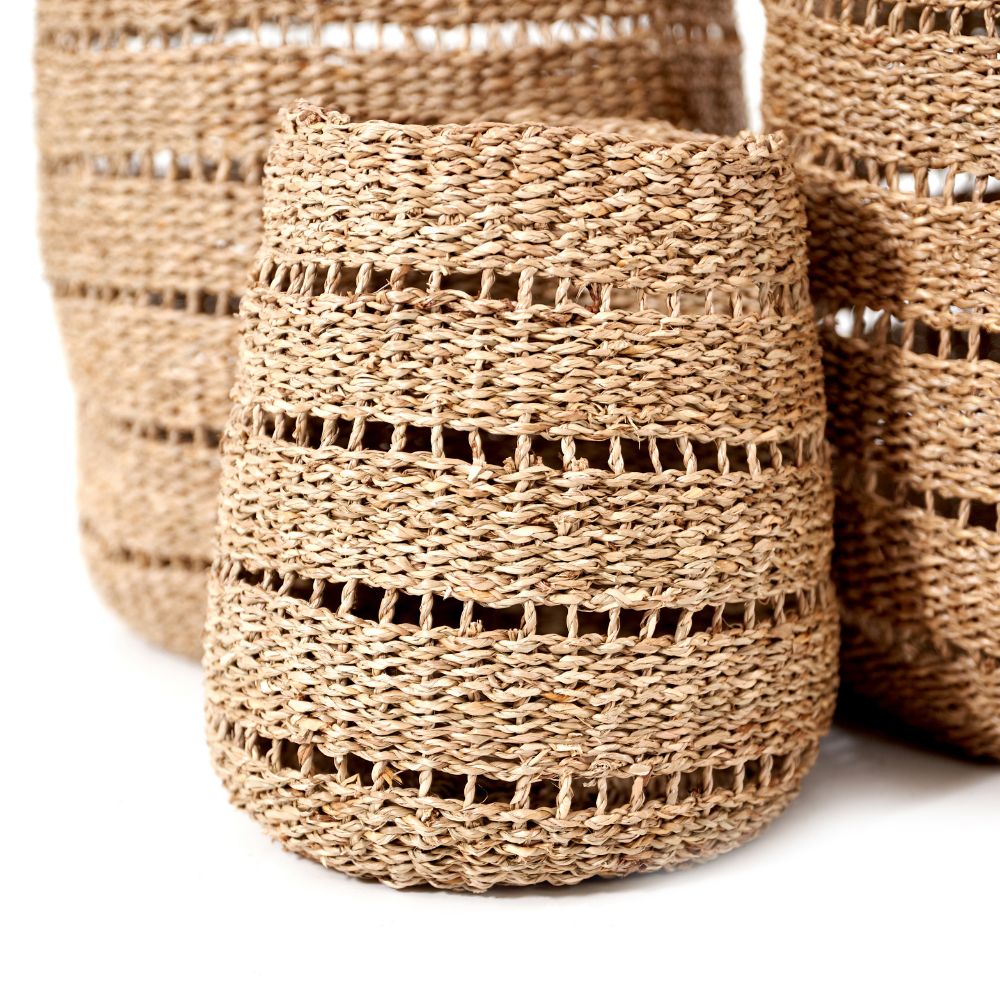 Seagrass Natural Round Baskets (Set of 3)