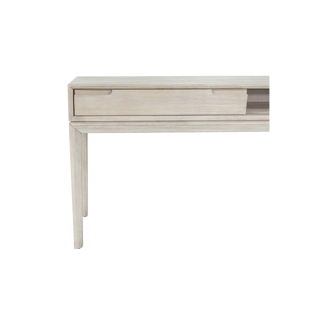 Gio White Sand Acacia Wood 1 Drawer Console Table