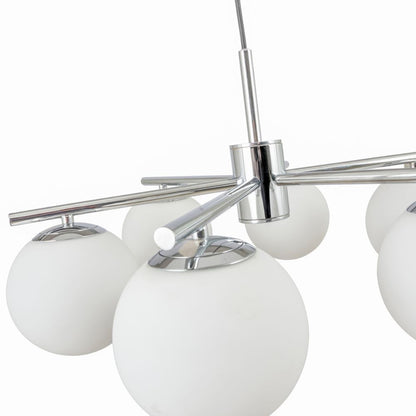 Asterope 6 White Orb and Shiny Chrome Metal Pendant