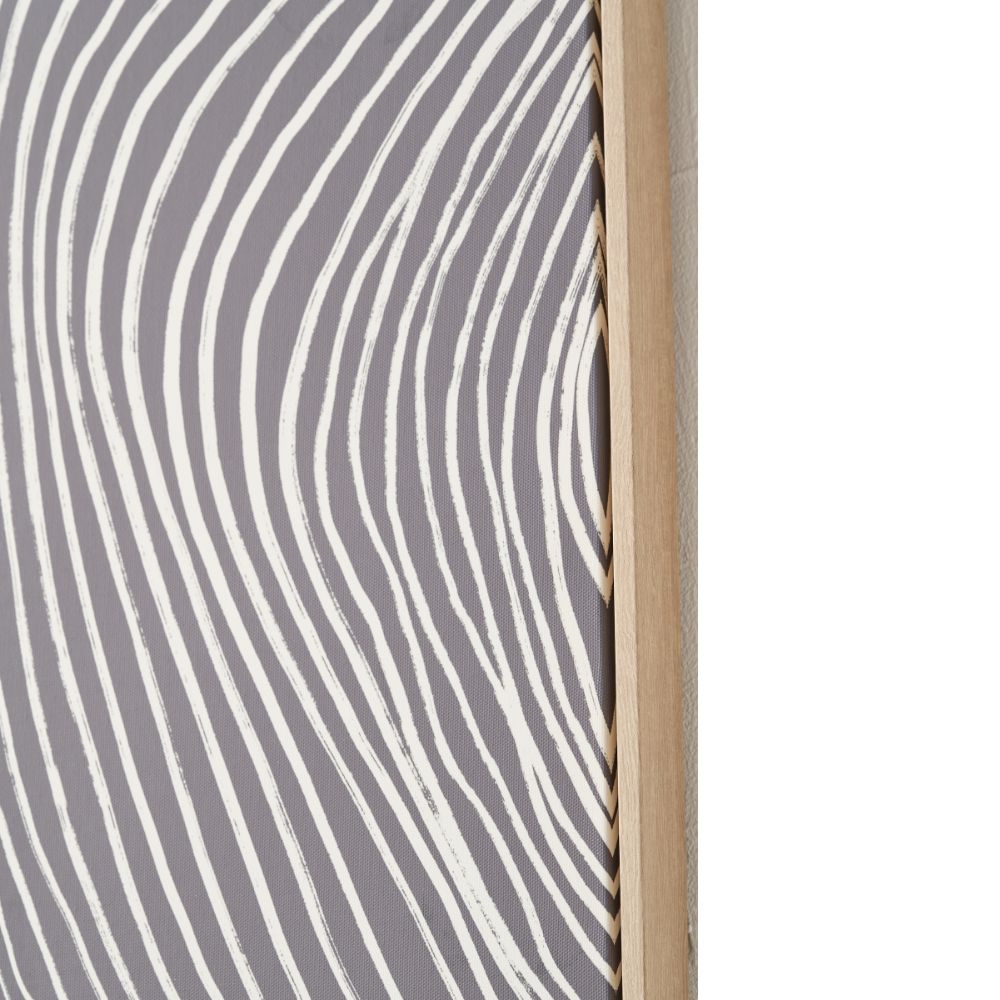 Abstract Canvas Black and Cream with Natural Frame