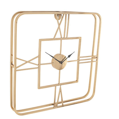 Metal Double Framed Gold Square Wall Clock