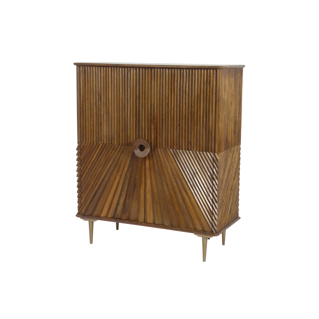 Aranya Solid Wood 2 Door Chip Pattern Cabinet