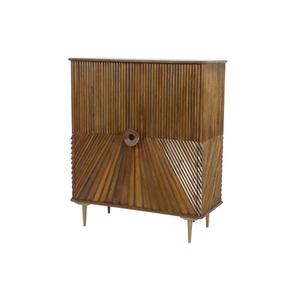Aranya Solid Wood 2 Door Chip Pattern Cabinet