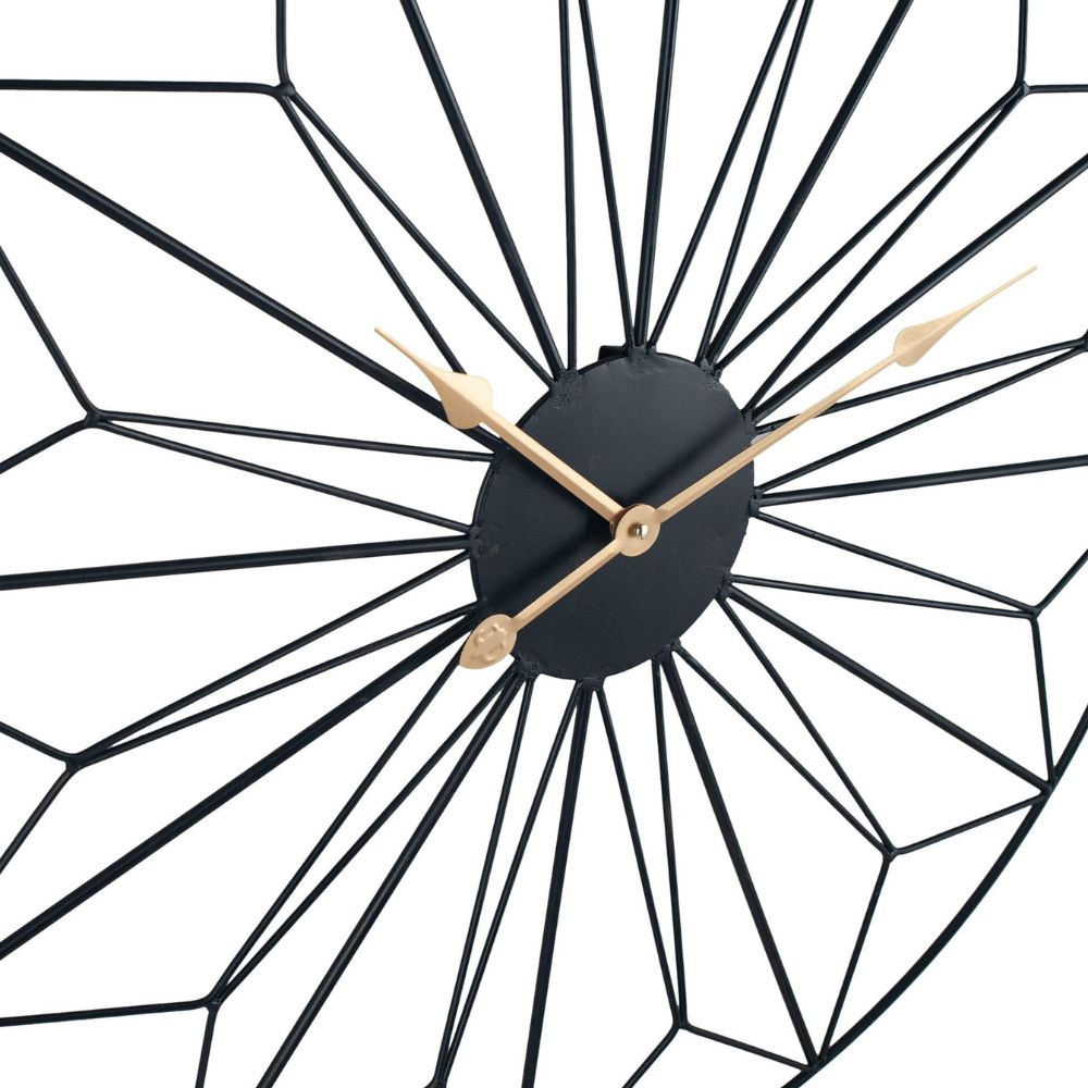 Metal Black or Gold Geo Design Round Wall Clock