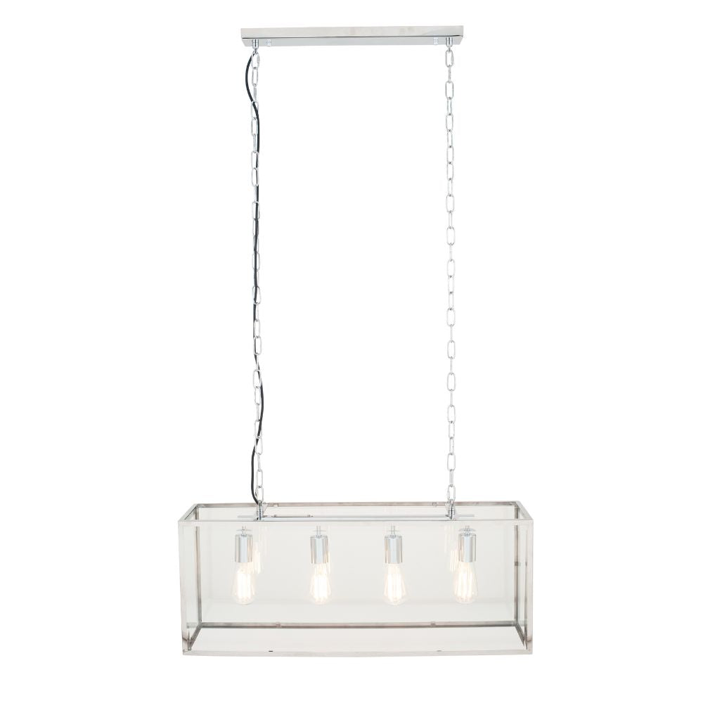 Llewellyn Silver Metal and Glass Four Bulb Pendant