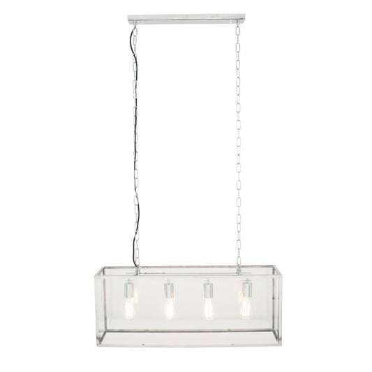 Llewellyn Silver Metal and Glass Four Bulb Pendant