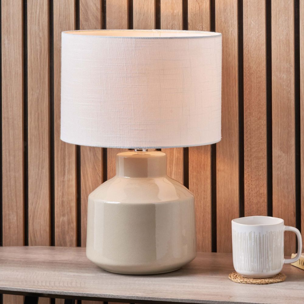 Nora Cream Crackle Effect Table Lamp