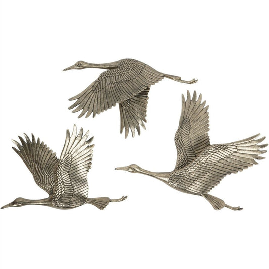 Aluminium Crane Trio Cast Wall Art