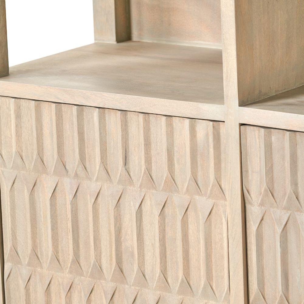 Khao Mango Wood 2 Door 6 Niche Shelf Unit