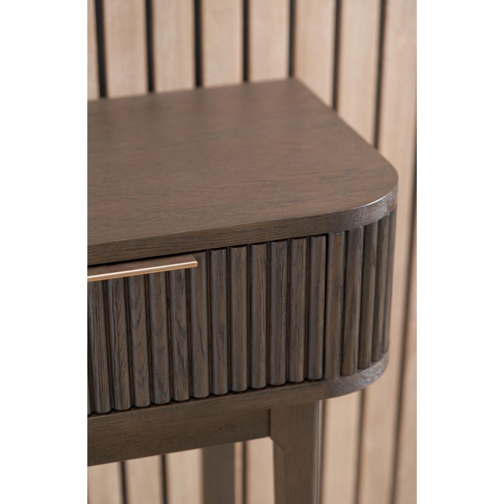 Raie Ribbed Oak and Pine Wood Console Table