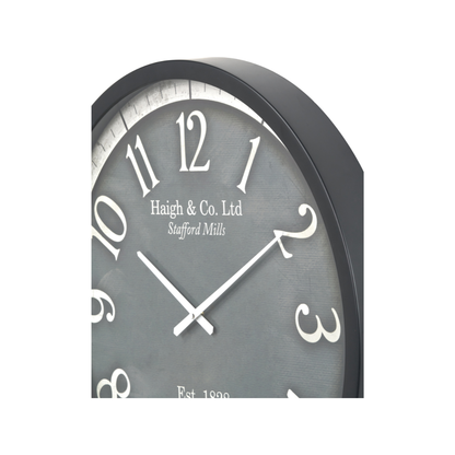 Black Wood Effect Black Faced Round Wall Clock