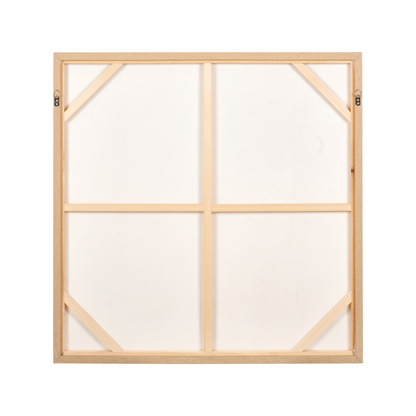 White and Natural Floral Square Canvas with Natural Frame