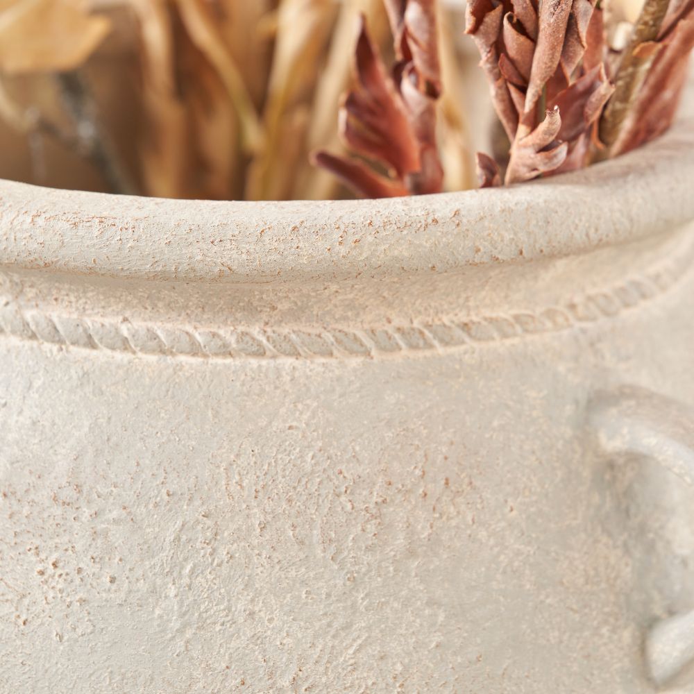 Fibrestone Grey Wash Decorative with Handles Vase