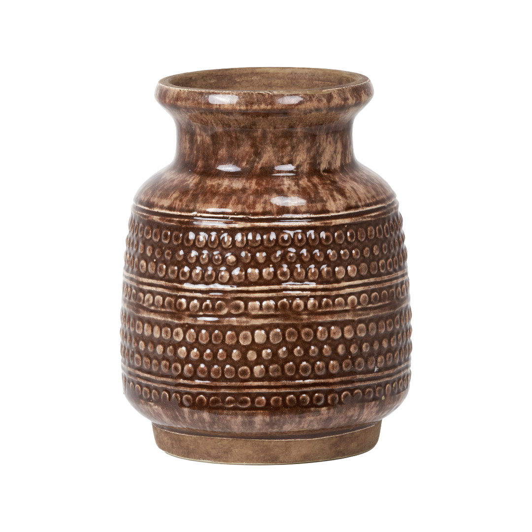 Theano Dot Design Brown Glaze Vase