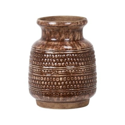 Theano Dot Design Brown Glaze Vase