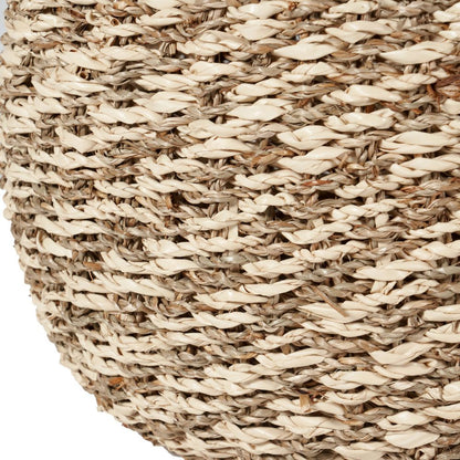 Seagrass and Palm Leaf 2-Tone Natural Plaited Round Baskets (Set of 3)