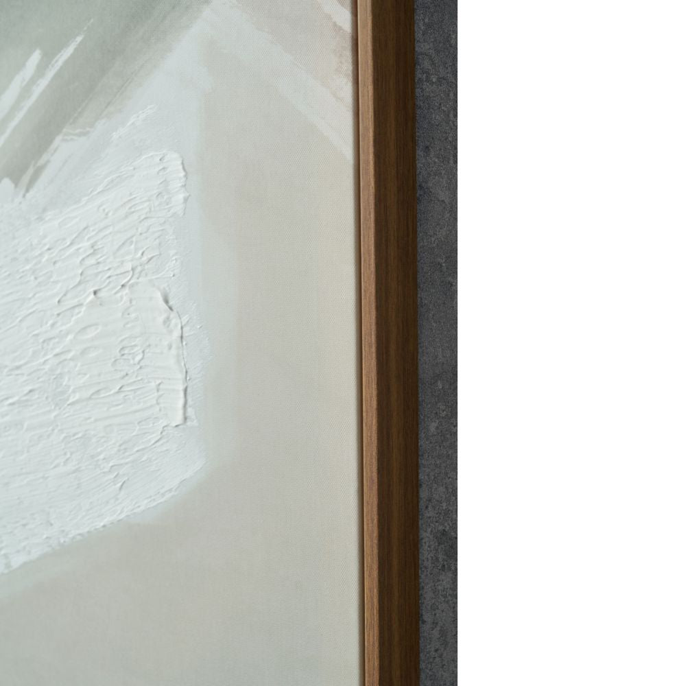 Canvas Monochrome Abstract Square with Oak Effect Frame