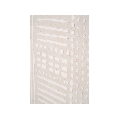 White and Natural Abstract Design Linen Canvas with Elm Effect Frame