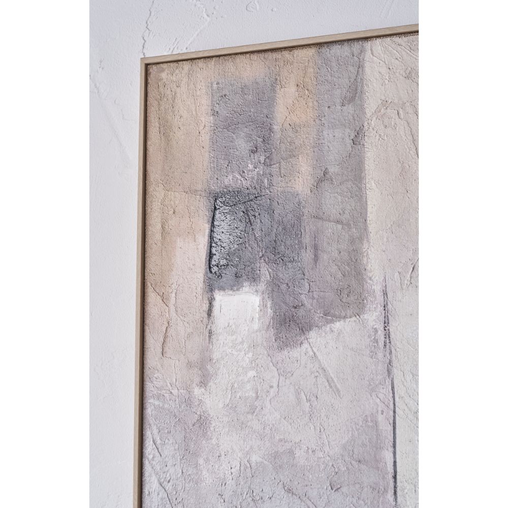 Canvas Natural and Grey Textured Abstract with Natural Frame