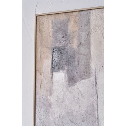 Canvas Natural and Grey Textured Abstract with Natural Frame