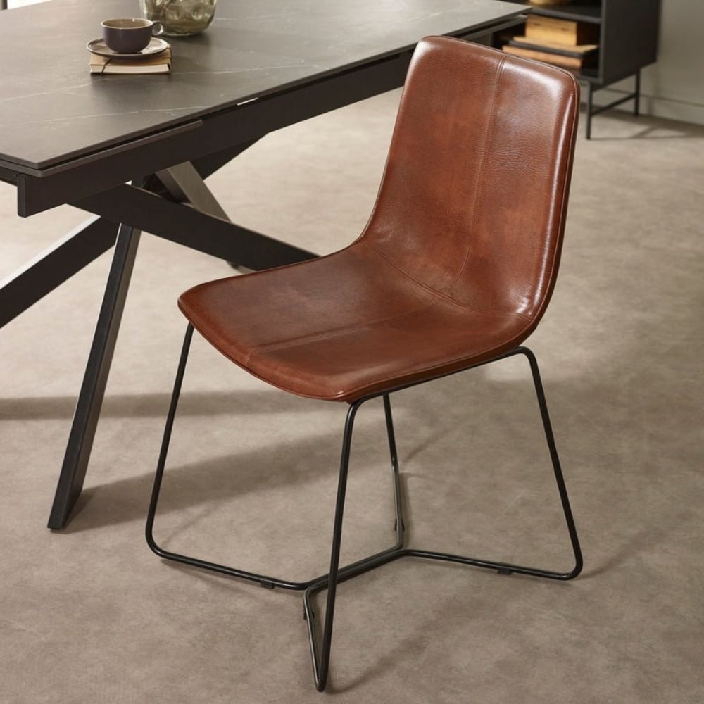 Joren Tan Brown PU Leather Dining Chair (Set of 2)