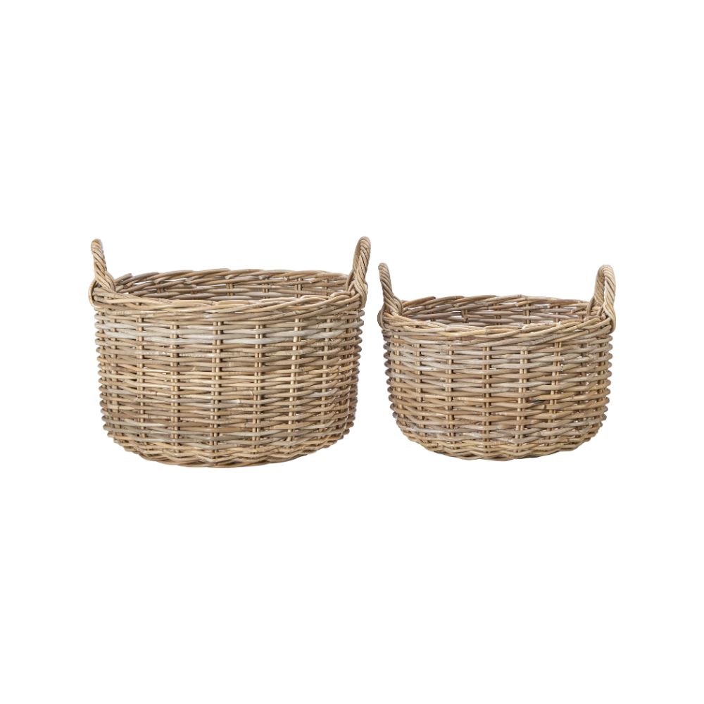 Rustic Log Baskets Kubu Log Baskets (Set of 2) | Handwoven Rattan | Rustic Storage – Heart ...