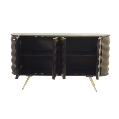 Aranya Solid Wood 4 Door Lehar Sideboard