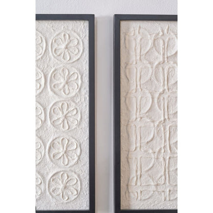 Natural Paper Circular Pattern Design with Black Frames (Set of 2)