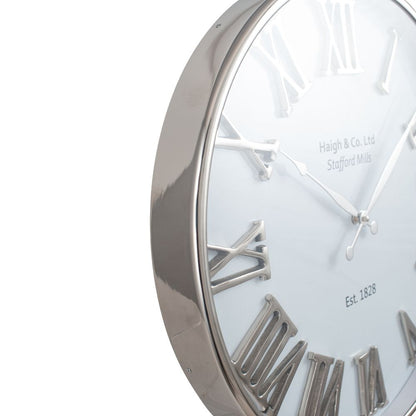 Metal Silver and White Face Round Wall Clock