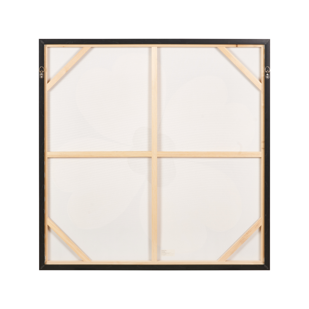 Brown and Natural Large Flower Design Canvas with Black Frame