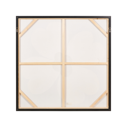Brown and Natural Large Flower Design Canvas with Black Frame